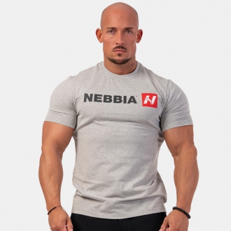 NEBBIA - Fitness póló férfi Red "N" 292 (light grey)
